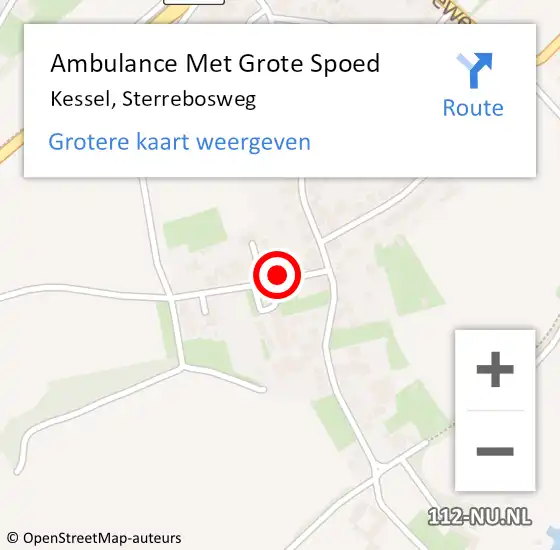 Locatie op kaart van de 112 melding: Ambulance Met Grote Spoed Naar Kessel, Sterrebosweg op 10 december 2022 01:55