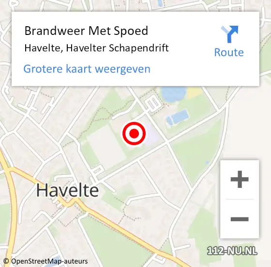 Locatie op kaart van de 112 melding: Brandweer Met Spoed Naar Havelte, Havelter Schapendrift op 10 december 2022 01:59