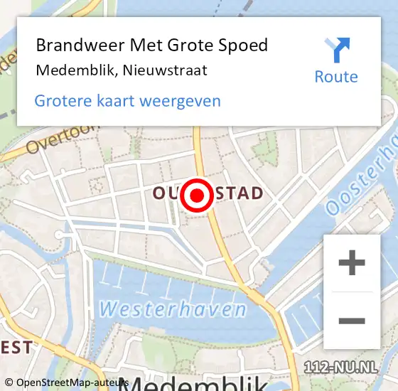 Locatie op kaart van de 112 melding: Brandweer Met Grote Spoed Naar Medemblik, Nieuwstraat op 10 december 2022 02:24