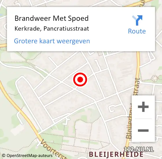 Locatie op kaart van de 112 melding: Brandweer Met Spoed Naar Kerkrade, Pancratiusstraat op 10 december 2022 02:55