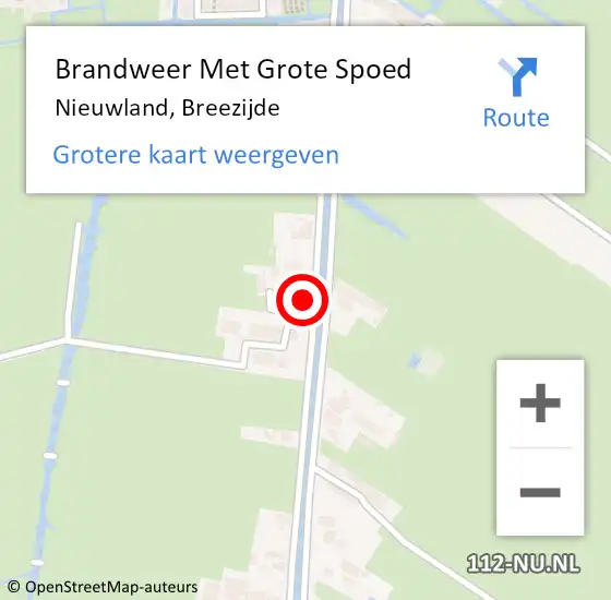 Locatie op kaart van de 112 melding: Brandweer Met Grote Spoed Naar Nieuwland, Breezijde op 10 december 2022 03:09