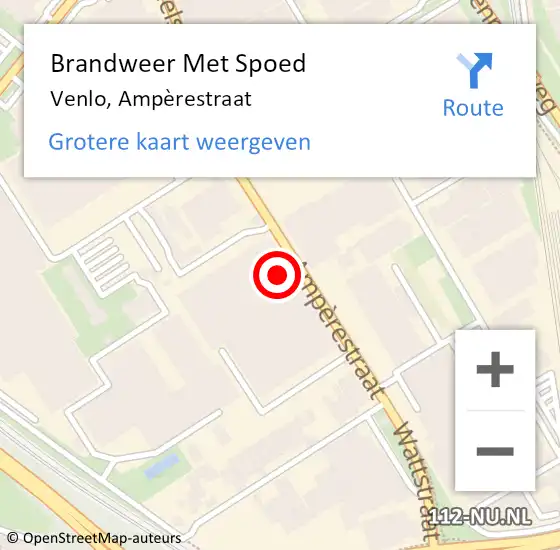 Locatie op kaart van de 112 melding: Brandweer Met Spoed Naar Venlo, Ampèrestraat op 10 december 2022 03:16