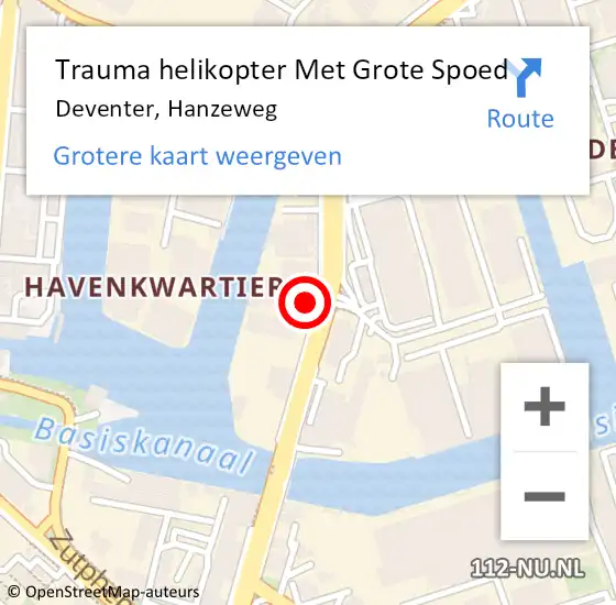 Locatie op kaart van de 112 melding: Trauma helikopter Met Grote Spoed Naar Deventer, Hanzeweg op 10 december 2022 03:23