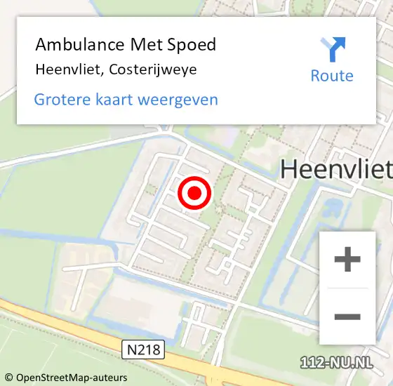 Locatie op kaart van de 112 melding: Ambulance Met Spoed Naar Heenvliet, Costerijweye op 10 december 2022 03:32