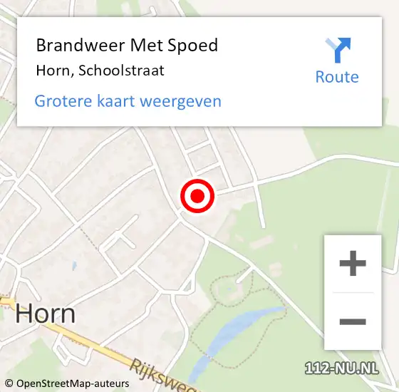 Locatie op kaart van de 112 melding: Brandweer Met Spoed Naar Horn, Schoolstraat op 10 december 2022 03:38