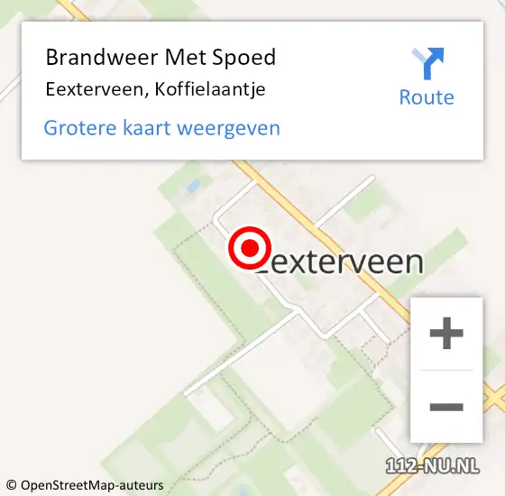 Locatie op kaart van de 112 melding: Brandweer Met Spoed Naar Eexterveen, Koffielaantje op 10 december 2022 04:02