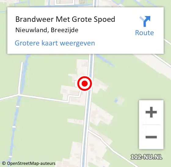 Locatie op kaart van de 112 melding: Brandweer Met Grote Spoed Naar Nieuwland, Breezijde op 10 december 2022 04:06