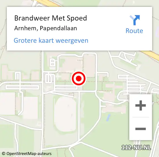 Locatie op kaart van de 112 melding: Brandweer Met Spoed Naar Arnhem, Papendallaan op 10 december 2022 04:08