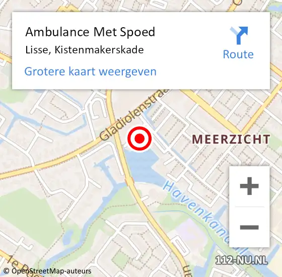 Locatie op kaart van de 112 melding: Ambulance Met Spoed Naar Lisse, Kistenmakerskade op 10 december 2022 04:11
