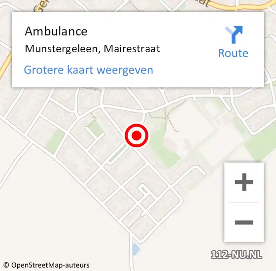 Locatie op kaart van de 112 melding: Ambulance Munstergeleen, Mairestraat op 10 oktober 2013 20:47