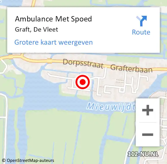 Locatie op kaart van de 112 melding: Ambulance Met Spoed Naar Graft, De Vleet op 10 december 2022 06:30