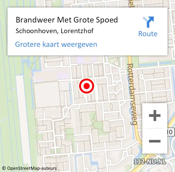 Locatie op kaart van de 112 melding: Brandweer Met Grote Spoed Naar Schoonhoven, Lorentzhof op 10 december 2022 06:48