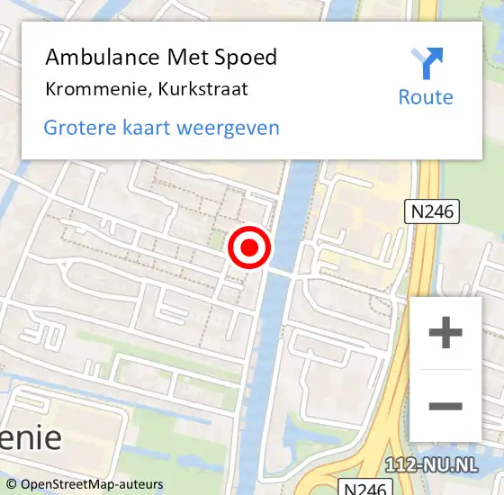 Locatie op kaart van de 112 melding: Ambulance Met Spoed Naar Krommenie, Kurkstraat op 10 december 2022 07:25