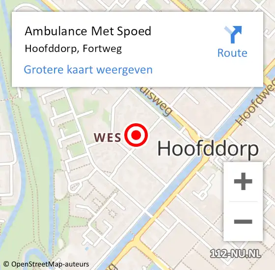 Locatie op kaart van de 112 melding: Ambulance Met Spoed Naar Hoofddorp, Fortweg op 10 december 2022 07:44