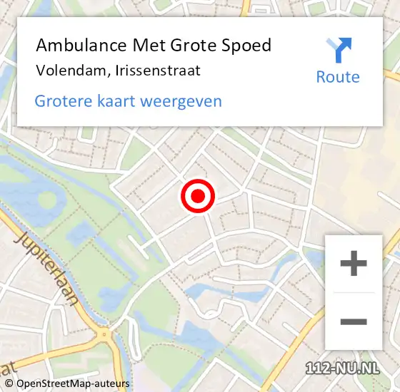 Locatie op kaart van de 112 melding: Ambulance Met Grote Spoed Naar Volendam, Irissenstraat op 10 december 2022 07:53