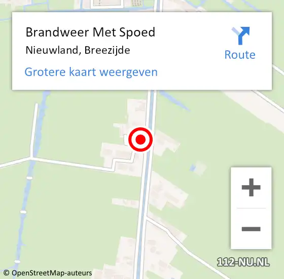 Locatie op kaart van de 112 melding: Brandweer Met Spoed Naar Nieuwland, Breezijde op 10 december 2022 08:21