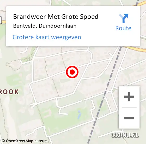 Locatie op kaart van de 112 melding: Brandweer Met Grote Spoed Naar Bentveld, Duindoornlaan op 10 december 2022 08:35