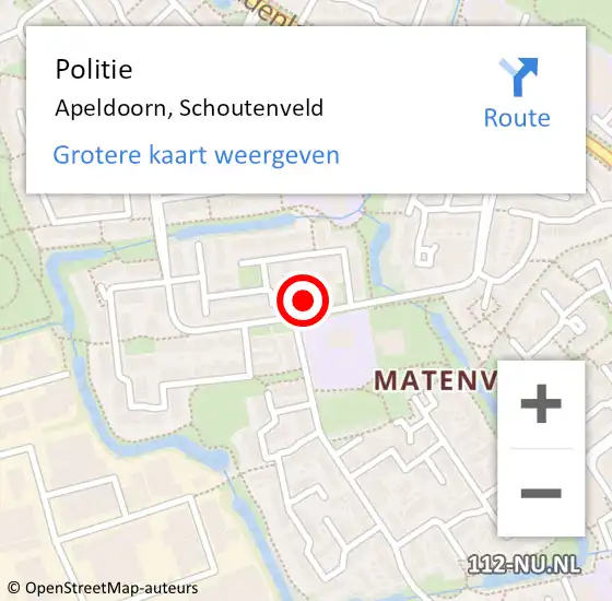 Locatie op kaart van de 112 melding: Politie Apeldoorn, Schoutenveld op 10 december 2022 09:00
