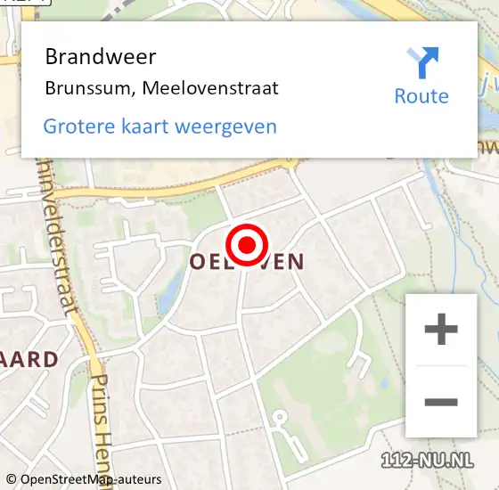 Locatie op kaart van de 112 melding: Brandweer Brunssum, Meelovenstraat op 7 augustus 2014 20:07