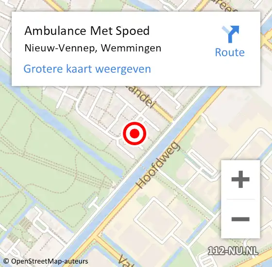 Locatie op kaart van de 112 melding: Ambulance Met Spoed Naar Nieuw-Vennep, Wemmingen op 10 december 2022 09:11