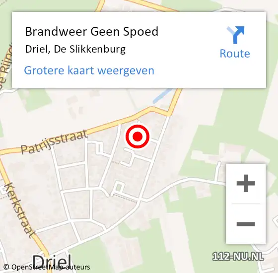Locatie op kaart van de 112 melding: Brandweer Geen Spoed Naar Driel, De Slikkenburg op 10 december 2022 09:17