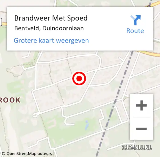 Locatie op kaart van de 112 melding: Brandweer Met Spoed Naar Bentveld, Duindoornlaan op 10 december 2022 09:24
