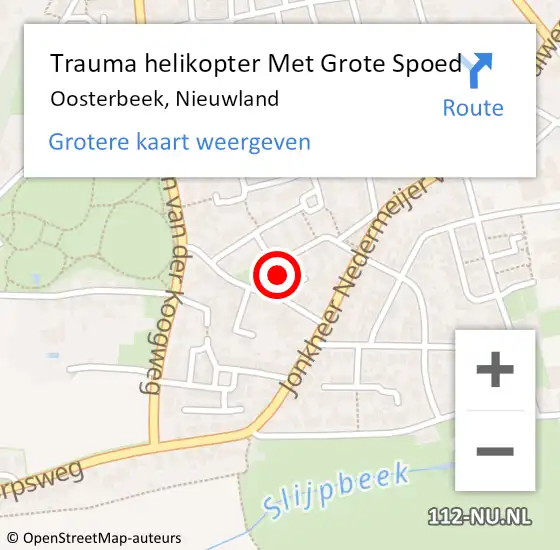 Locatie op kaart van de 112 melding: Trauma helikopter Met Grote Spoed Naar Oosterbeek, Nieuwland op 10 december 2022 09:32