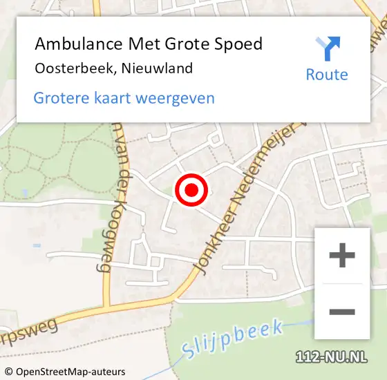 Locatie op kaart van de 112 melding: Ambulance Met Grote Spoed Naar Oosterbeek, Nieuwland op 10 december 2022 09:33