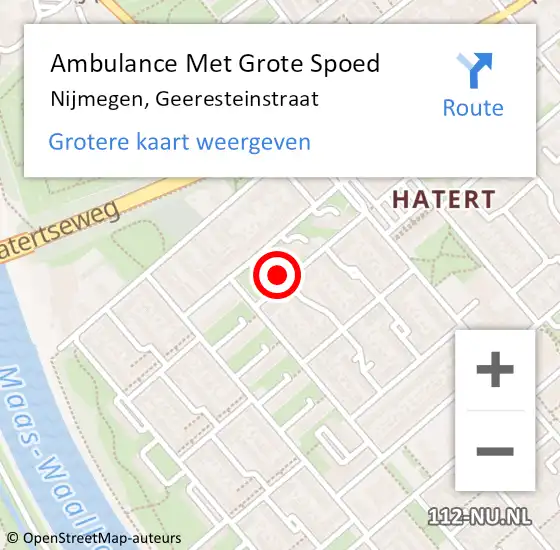 Locatie op kaart van de 112 melding: Ambulance Met Grote Spoed Naar Nijmegen, Geeresteinstraat op 10 december 2022 09:49