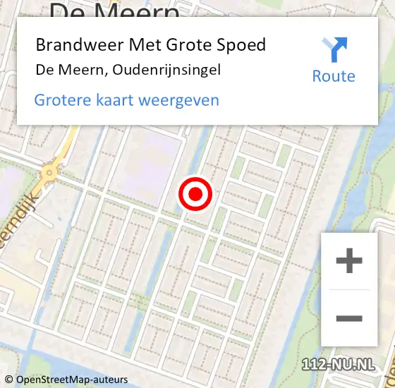 Locatie op kaart van de 112 melding: Brandweer Met Grote Spoed Naar De Meern, Oudenrijnsingel op 10 december 2022 10:20