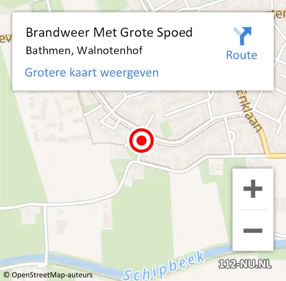 Locatie op kaart van de 112 melding: Brandweer Met Grote Spoed Naar Bathmen, Walnotenhof op 7 augustus 2014 20:25