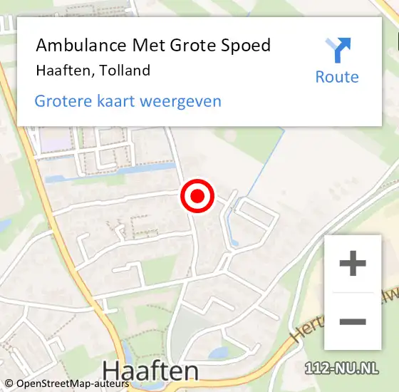 Locatie op kaart van de 112 melding: Ambulance Met Grote Spoed Naar Haaften, Tolland op 10 december 2022 11:00