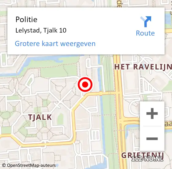 Locatie op kaart van de 112 melding: Politie Lelystad, Tjalk 10 op 10 december 2022 11:07