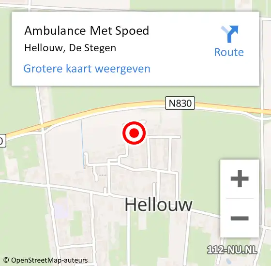 Locatie op kaart van de 112 melding: Ambulance Met Spoed Naar Hellouw, De Stegen op 10 december 2022 11:23