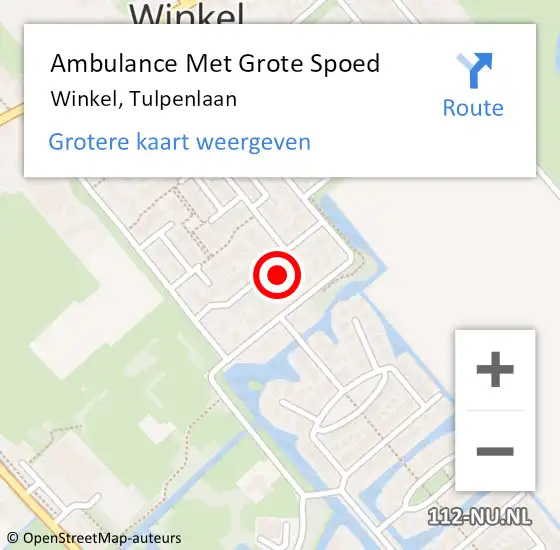 Locatie op kaart van de 112 melding: Ambulance Met Grote Spoed Naar Winkel, Tulpenlaan op 10 december 2022 11:24