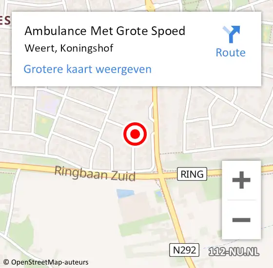 Locatie op kaart van de 112 melding: Ambulance Met Grote Spoed Naar Weert, Koningshof op 10 december 2022 11:37