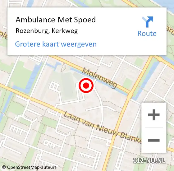 Locatie op kaart van de 112 melding: Ambulance Met Spoed Naar Rozenburg, Kerkweg op 10 december 2022 11:50