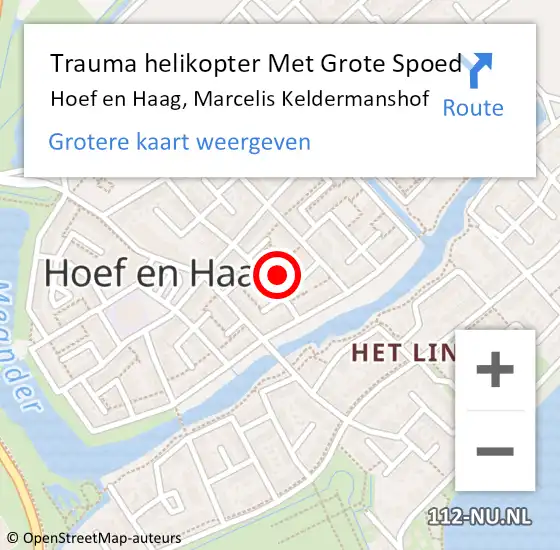 Locatie op kaart van de 112 melding: Trauma helikopter Met Grote Spoed Naar Hoef en Haag, Marcelis Keldermanshof op 10 december 2022 12:00