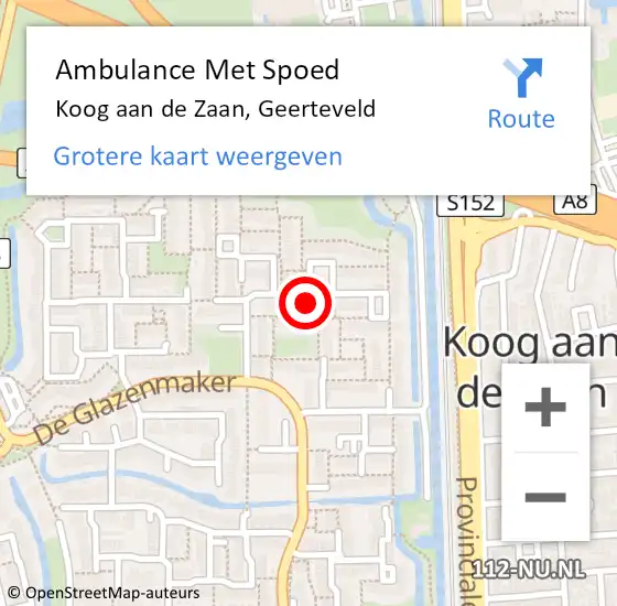 Locatie op kaart van de 112 melding: Ambulance Met Spoed Naar Koog aan de Zaan, Geerteveld op 10 december 2022 12:02