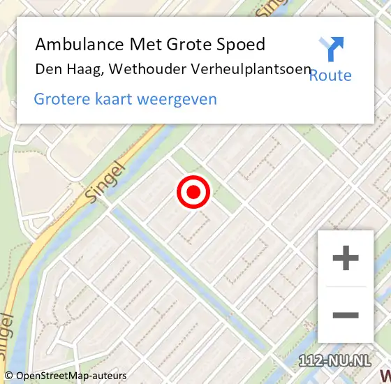 Locatie op kaart van de 112 melding: Ambulance Met Grote Spoed Naar Den Haag, Wethouder Verheulplantsoen op 10 december 2022 12:03