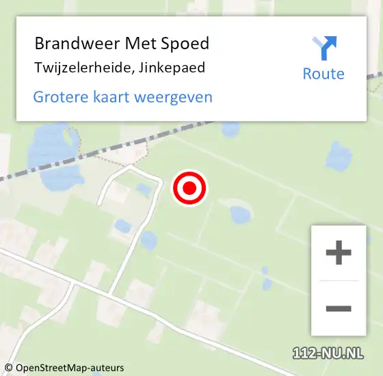 Locatie op kaart van de 112 melding: Brandweer Met Spoed Naar Twijzelerheide, Jinkepaed op 10 december 2022 12:04