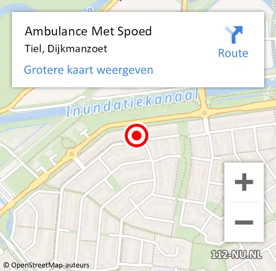 Locatie op kaart van de 112 melding: Ambulance Met Spoed Naar Tiel, Dijkmanzoet op 10 december 2022 12:10