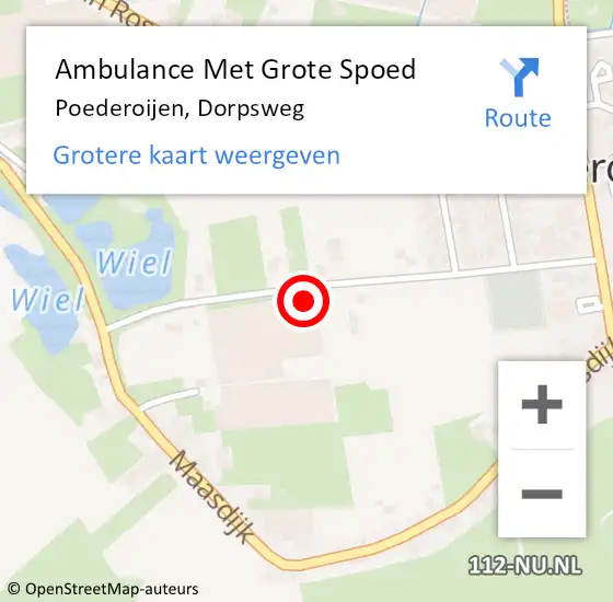 Locatie op kaart van de 112 melding: Ambulance Met Grote Spoed Naar Poederoijen, Dorpsweg op 10 december 2022 12:18