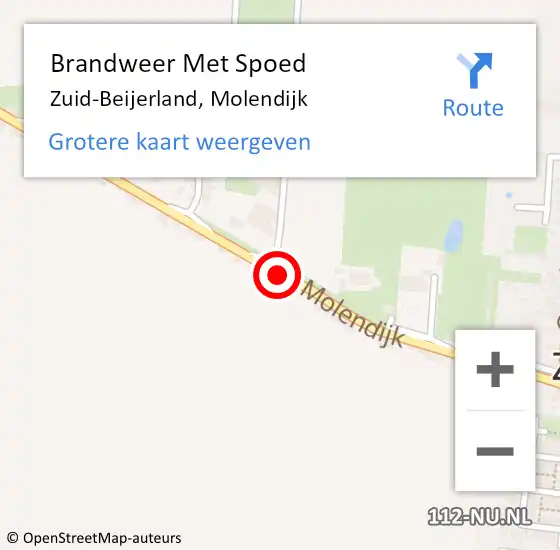 Locatie op kaart van de 112 melding: Brandweer Met Spoed Naar Zuid-Beijerland, Molendijk op 10 december 2022 13:05