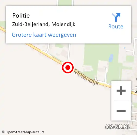 Locatie op kaart van de 112 melding: Politie Zuid-Beijerland, Molendijk op 10 december 2022 13:27