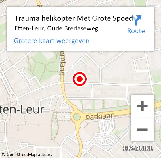 Locatie op kaart van de 112 melding: Trauma helikopter Met Grote Spoed Naar Etten-Leur, Oude Bredaseweg op 10 december 2022 13:30