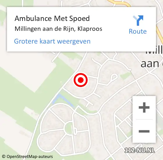 Locatie op kaart van de 112 melding: Ambulance Met Spoed Naar Millingen aan de Rijn, Klaproos op 10 december 2022 13:53