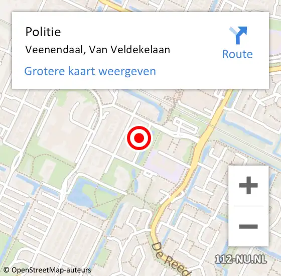 Locatie op kaart van de 112 melding: Politie Veenendaal, Van Veldekelaan op 10 december 2022 14:29