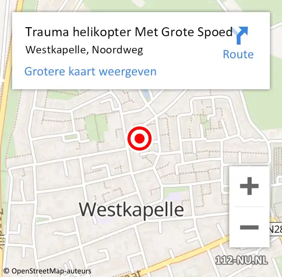 Locatie op kaart van de 112 melding: Trauma helikopter Met Grote Spoed Naar Westkapelle, Noordweg op 10 december 2022 14:53