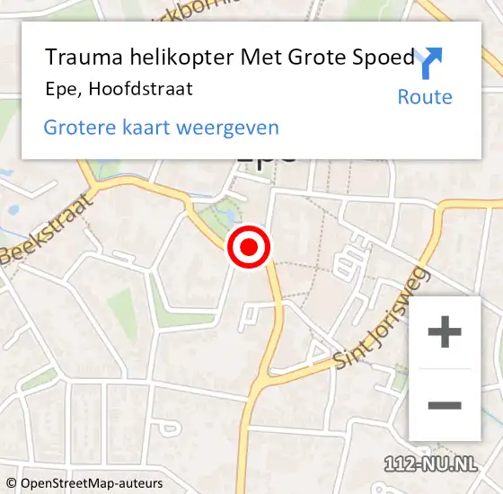 Locatie op kaart van de 112 melding: Trauma helikopter Met Grote Spoed Naar Epe, Hoofdstraat op 10 december 2022 15:00